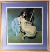 Robert Lenkiewicz, 'Esther Seated', signed edition print 12/475, also signed by Esther Dalloway,