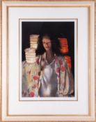 Robert Lenkiewicz, 'Anna with Paper Lanterns', signed limited edition print 185/500, 53cm x 37cm,