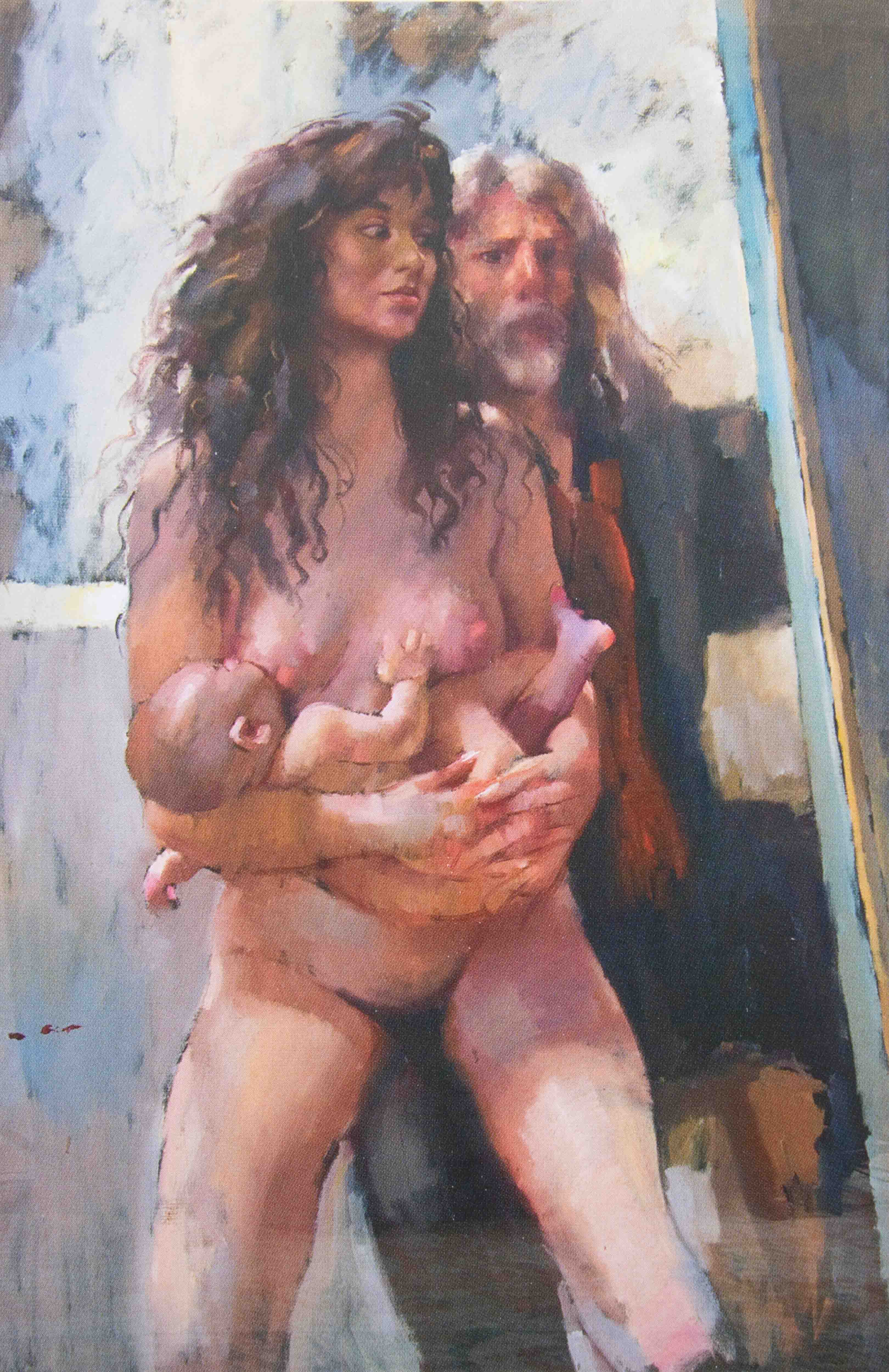 Robert Lenkiewicz (1941-2002) 'Self Portrait with Karen Ciambriello and Thais'. signed and inscribed