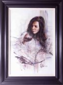 Remi La Barre (Canadian artist), original oil on canvas, 'La Premiere Gorgee', signed, framed,