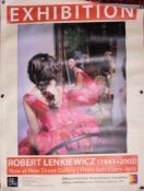 A large laminated canvas exhibition poster/print, Robert Lenkiewicz 'The Painter with Anna' 1993,