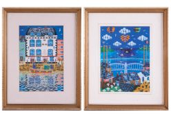 Brian Pollard, two open prints including 'Three Crowns', 25cm x 18cm, framed and glazed.