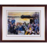 Robert Lenkiewicz, 'The Barbican Fishermen 2000' signed edition print 16/250, 53cm x 60cm, framed