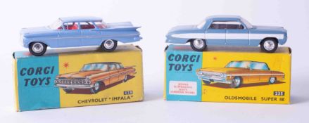 Corgi Toys two models, 220 Chevrolet Impala, 235 Oldsmobile Super 88, boxed.