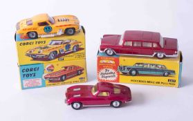 Corgi Toys three models, 247 Mercedes Benz Pullman, 310 Chevrolet Corvette Stingray, 337