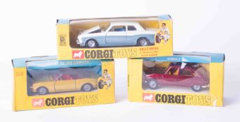 Corgi Toys three models, 338 Chevrolet Camaro, 260 Renault 16 and 273 Rolls Royce Silver shadow, all