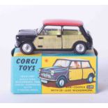 Corgi Toys 249 Mini Cooper with deluxe wickerwork, boxed.
