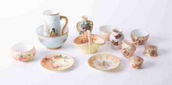 A collection of various Royal Worcester and other porcelain including Royal Chinaworks bird