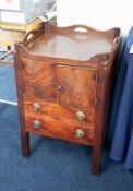 A Georgian mahogany tray top bedside commode.