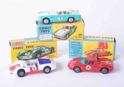 Corgi Toys three models, 309 Aston Martin, 314 Ferrari Berlinetta & 330 Porsche Carrera, all boxed.