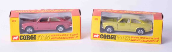 Corgi Toys Whizzwheels two models both number 306 Morris Marina, boxed.