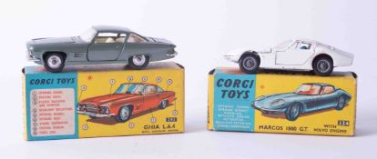 Corgi Toys two models, 324 Marcos 1800GT and 241Ghia L64, boxed.