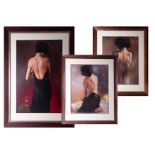 Michael Austin, three prints of the rear view of women, each framed and glazed, the largest