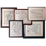 Five various maps including Asia, 24cm x 31cm, L'Oceanie 1848, Scotland by Robert Morden 43cm x