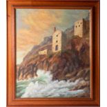 Norman Woldren, acrylic on board 'The Crowns', Botallack, signed and dated '93, 57cm x 47cm.
