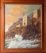 Norman Woldren, acrylic on board 'The Crowns', Botallack, signed and dated '93, 57cm x 47cm.