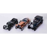 Franklin Mint three scale models including 1929 Bentley, Copper Rolls Royce Silver Ghost and Rolls