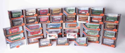 EFE a collection of scale models of buses, approximately 38, all boxed.