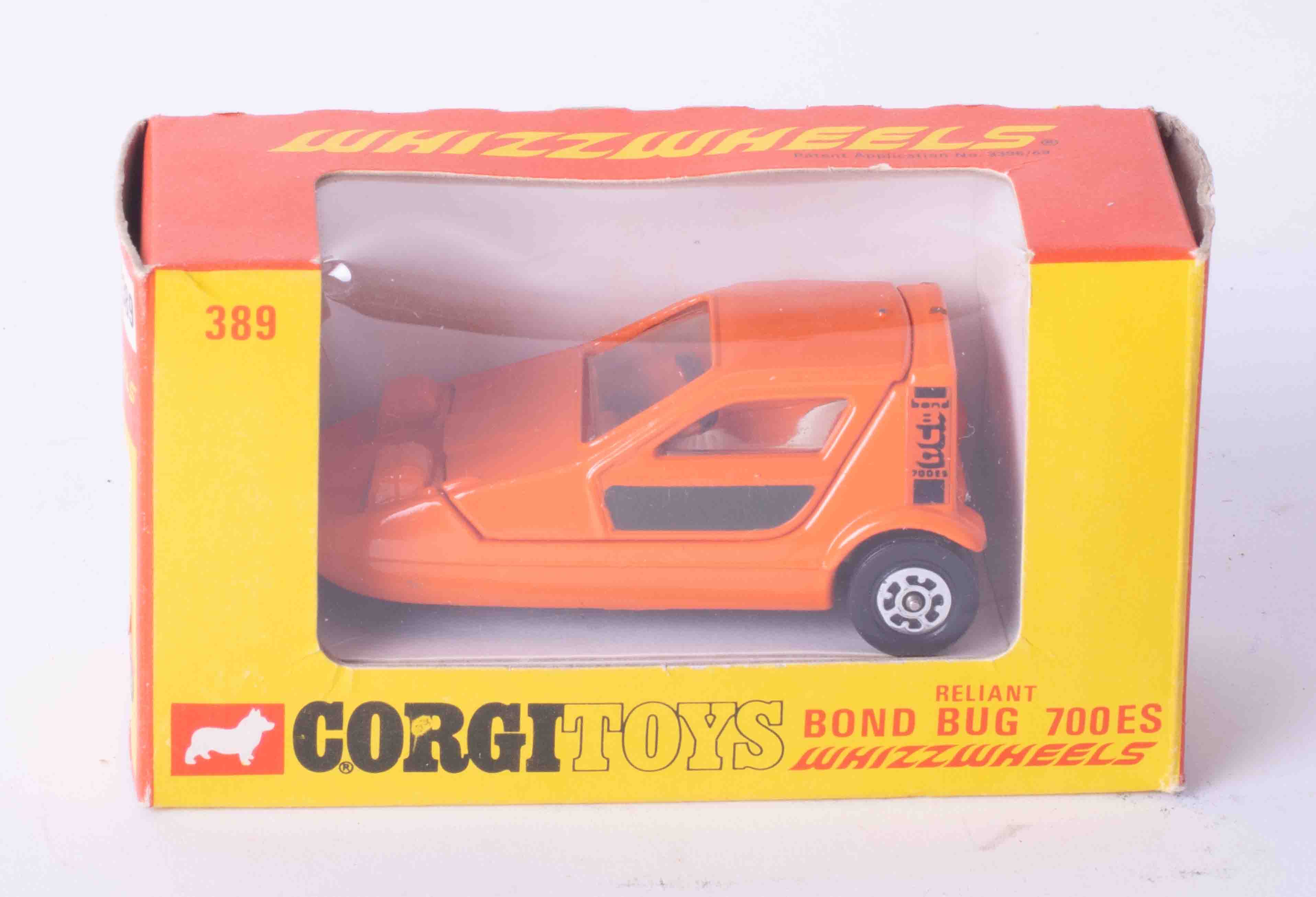 Corgi Toys Whizzwheels 389 Reliant Bond Bug, boxed.