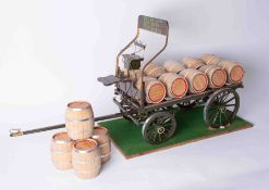 A large scale model of a Brewery Wagon, thirteen barrels some marked 'Young & Co Brewery Limited,