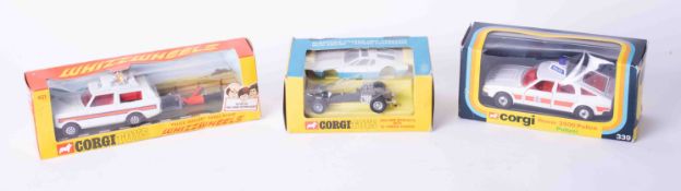 Corgi Toys three models 271 Ghia 5000, 461 Whizzwheels Police Range Rover, 339 Rover 3500 Police,