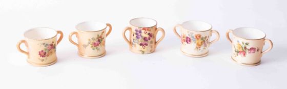 Four Royal Worcester loving cups and an un-marked tyg (5).