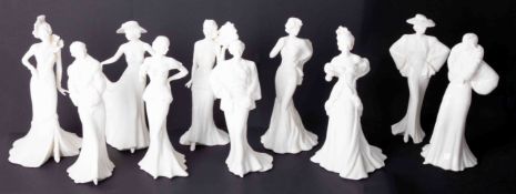 Coalport, a set of ten En Vogue figures from a limited edition, all with certificates apart from