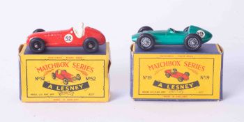 Matchbox Series A Lesney two models 52, 19, boxed.