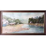 Brian D Horswell, oil on canvas, Newton Ferrers, signed, 45cm x 91cm.