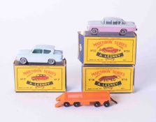 Matchbox Series A Lesney three models, 7, 16, 22, (3), all boxed.