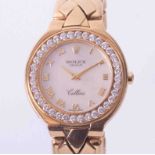 Rolex, Cellini a fine 18ct yellow gold ladies wristwatch with diamond surround dial, with red box,