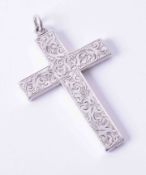 A large Victorian ornately engraved silver cross, 12.1g