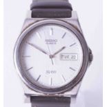 Seiko, a gents vintage stainless steel Quartz SQ10 with leather strap. Condition reports are offered