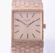 Longines, a ladies vintage 9ct yellow gold watch with square face, approx. 61g. Condition reports