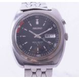 Seiko, a gent's 1970's stainless steel Bell-Matic wristwatch with calendar.