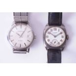 Garrard, a vintage stainless steel wristwatch, 25 jewels automatic with date and expandable