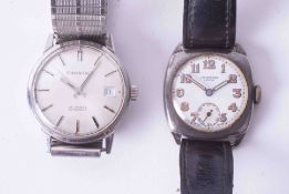 Garrard, a vintage stainless steel wristwatch, 25 jewels automatic with date and expandable