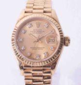 Rolex, an 18ct yellow gold ladies 1994 Oyster Perpetual Datejust diamond dot dial, box and papers,