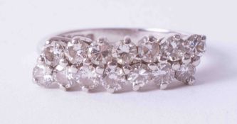 An 18ct white gold two row diamond ring set approx. 0.84 carats total weight, colour G-H and SI