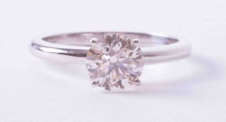 An 18ct white gold 1.20 carat diamond solitaire ring, colour H, VS1 clarity , finger size N.