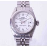 Rolex, a ladies Oyster Perpetual Date 1995 stainless steel wristwatch, model 69160, with box and