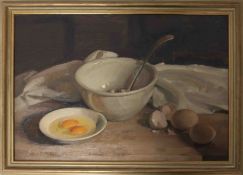 Will. C. Penn, signed oil on canvas, 'Still Life, Bowl & Eggs', 35cm x 50cm, framed.