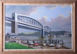 Alex MacKenzie, 2009, 'Royal Albert Bridge, Saltash', oil on canvas, signed, titled on reverse, 49cm