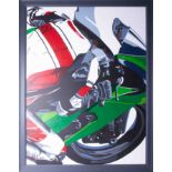 Henry Sells (Plymouth artist), 'Ninja Motorbike', acrylic on canvas, 100cm x 75cm, framed. This