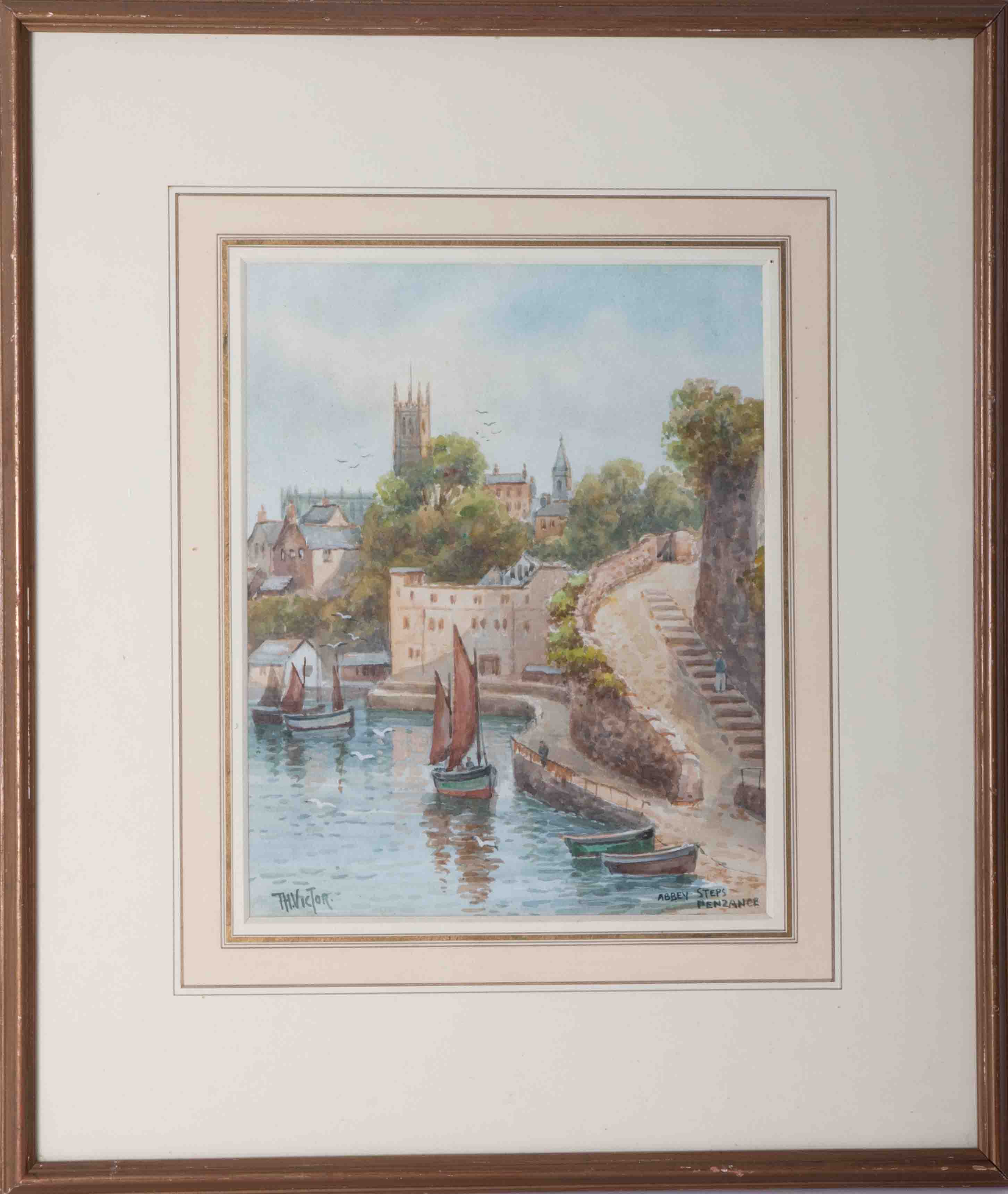 T.H. Victor, three watercolours including 'Abbey Steps, Penzance', (Marazion), 23cm x 38cm (3). - Image 2 of 4