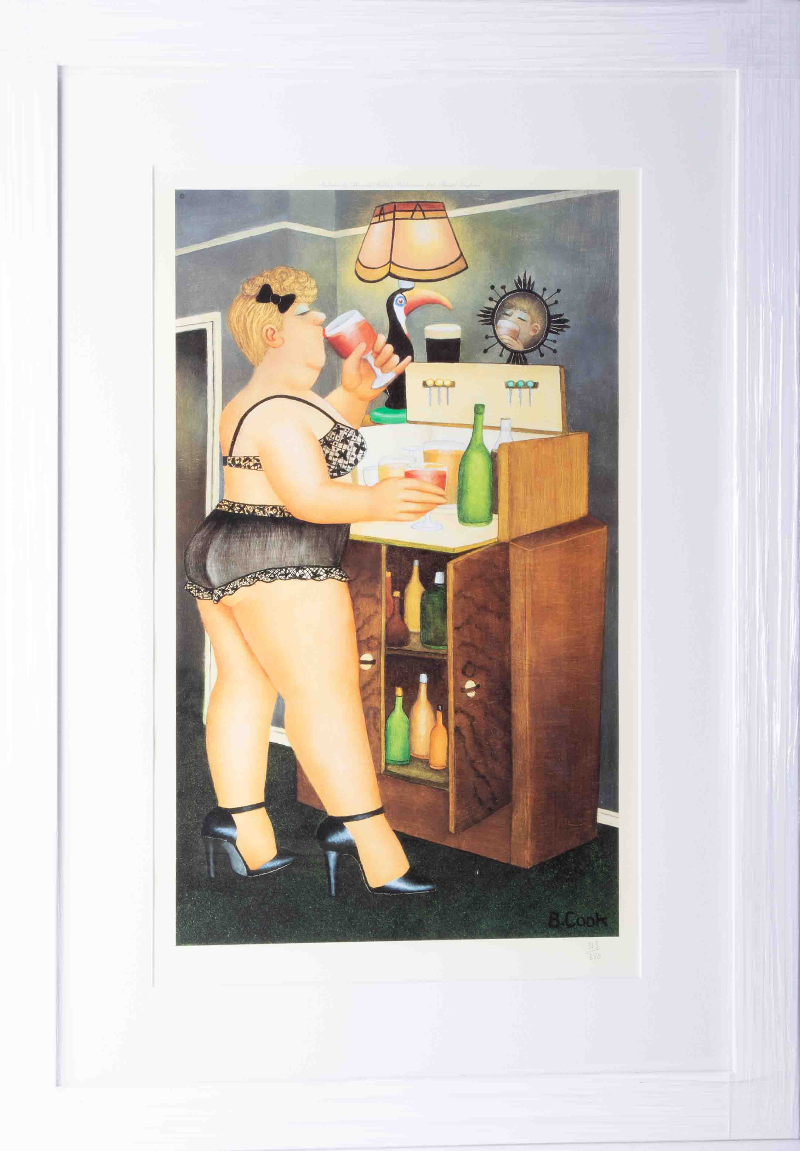 Beryl Cook (1926-2008) 'Drinkies' limited edition print 313/650, 46cm x 27cm, framed and glazed,