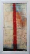 C.Becam, 'Rouge Lines' (Red Lines), print, signed, 98cm x 48cm, framed. French abstract artist.