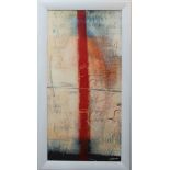 C.Becam, 'Rouge Lines' (Red Lines), print, signed, 98cm x 48cm, framed. French abstract artist.