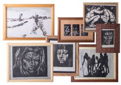 Gerald Anthony Cole, a collection of sevens block prints, framed, 23cm x 33cm