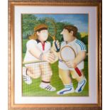 Beryl Cook (1926-2008) 'Tennis Players', signed limited edition print 218/300, framed and glazed,
